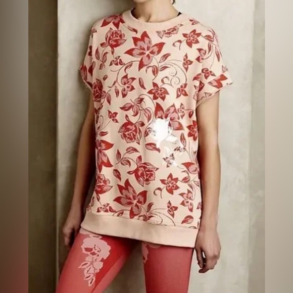 NWT Stella McCartney Adidas Sleeveless Sweatshirt Floral Print M fits like XL - Picture 2 of 8